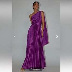 LAXMI ACCORDION PLEAT MAXI DRESS PURPLE